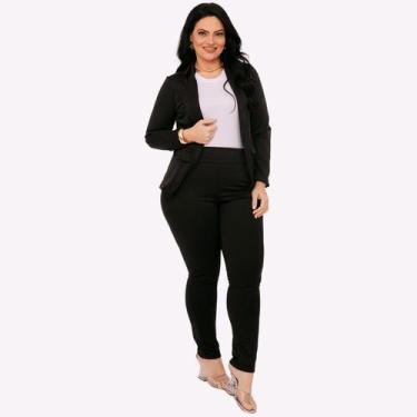 Imagem de Conjunto Plus Size Calça Blazer Alfaiataria Feminino Social - Atacado 