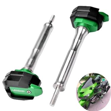 Imagem de HRuizq Protetor de queda de carenagem de motor de colisão de quadro de motocicleta compatível com 1400GTR/ZZR1400/ZX-14R/GTR1400/ZX14R NINJA (verde)