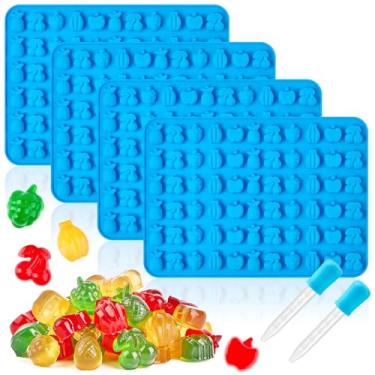 Imagem de JOERSH Moldes de doces de frutas gomosas, moldes de silicone tamanho mini para doces duros, goma, caramelo, chocolate, ganache, cubos de gelo, cavidade 264