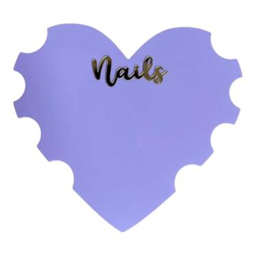 Imagem de Kokiya Suporte para fotos de manicure em formato de coração, portátil, superfície lisa, moderno, placa de exposição de arte em unhas, suporte para fotos de, Violeta Claro