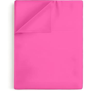 Imagem de Lençol de cima Queen Size – Lençol de cima 100% algodão, trama de cetim 400 fios – Ultramacio, refrescante e respirável – Apenas lençol de cima – Roupa de cama de luxo de qualidade de hotel – (rosa