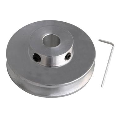 Imagem de BQLZR 41 x 16 x 8 mm Prata liga de alumínio Groove único 8 mm Fixo Furo polia para eixo de motor 3-5 mm PU Cinto redondo