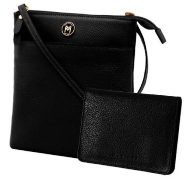 Imagem de Kit Bolsa e Carteira de Couro Mariart Itacaré + 649, Preto
