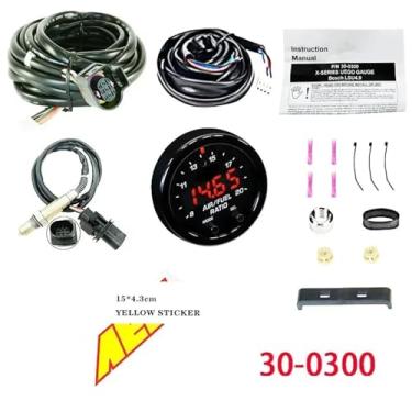 Imagem de Kit medidor de proporção de ar e combustível O2 da série X 30-0300 30-4110 compatível com sensor de oxigênio de gás de escape 52 mm 1/16" O2 UEGO controlador de ar e combustível AFR(30-0300 YE Decal)