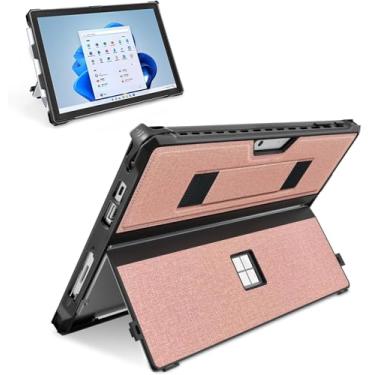Imagem de SSS·GRGB Capa para Microsoft Surface Pro 7+/7/6/5/4/Pro LTE de 12,3 polegadas, capa protetora resistente, com suporte para caneta Stylus e alça de mão, compatível com teclado tipo capa, rosa acoplado