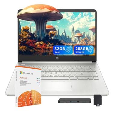 Imagem de HP Laptop Stream HD de 14 polegadas, Intel Celeron N4120, 32 GB de RAM, armazenamento de 288 GB (128 GB eMMC + conjunto de estação de ancoragem SSD de 160 GB), gráficos Intel UHD, webcam HD, WiFi,