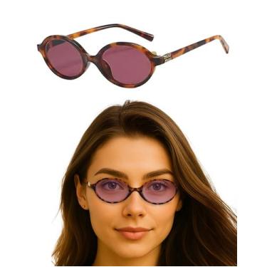 Imagem de Oculos De Sol Feminino Oval Estilo Retro Moda Festa Estiloso Lente Cos