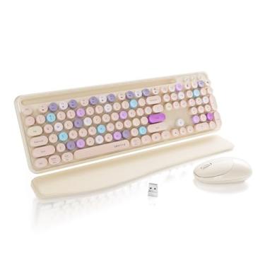 Imagem de FCPLU Teclado e mouse de computador com apoio de pulso (cáqui colorido