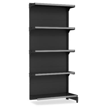 Imagem de Gondola Parede Continuaçao Base 40Cm 202X90x30 5 Prateleiras 40Kg Preto - Amapa