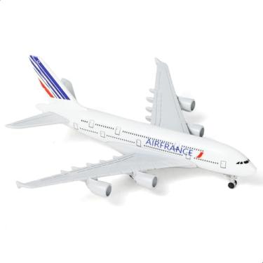 Imagem de QIYUMOKE 1/400 para modelo de avião Air France A380 (15 cm C) para kits de modelo de avião Airbus A380 com trem de pouso de aeronave pré-construído e suporte de exibição para adultos, aviões