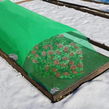Imagem de Alphatool Coberturas de plantas de 56,7 g/m ² Proteção contra congelamento - 3 x 3,6 m Fácil de usar, verde, inverno, planta, geada, cobertor, para canteiros elevados, capa flutuante de tecido de