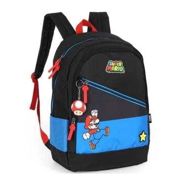 Imagem de Mochila De Costas Escolar Super Mario Azul Luxcel