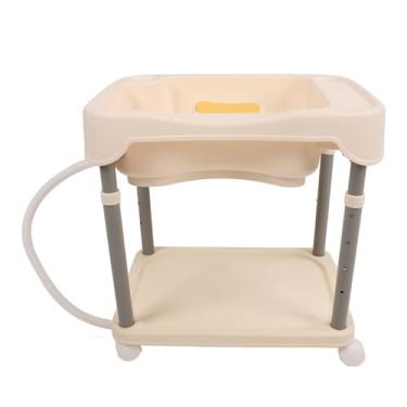 Imagem de Bacia de lavagem de cabelo Tigela de xampu portátil de altura ajustável para mulheres grávidas para mulheres idosas reutilizáveis fáceis de limpar a estação de lavagem de cabelo (Creme branco)