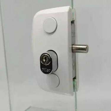 Imagem de Fechadura 1520 Para Porta De Abrir Vidro Blindex - AL, Branco