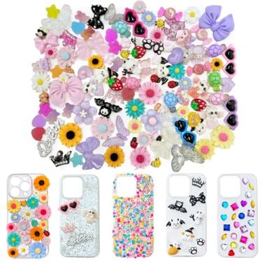 Imagem de Kit de pingentes de capa de telefone, pingentes para personalizar capas, laço, contas de letras, acessórios para unhas, pérolas planas, strass, decoração estética fofa para personalização, presentes