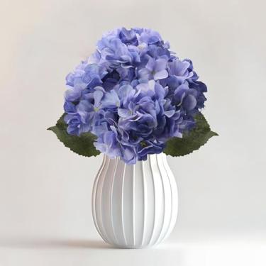 Imagem de UDBZTCE 4 peças de flores artificiais de hortênsia de tamanho grande de haste longa para decoração de casamento em casa, centro de mesa, decoração de escritório, chuveiro (roxo claro)