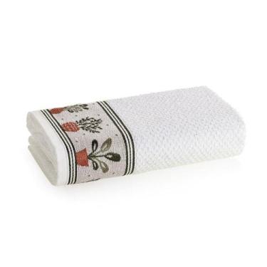 Imagem de Pano de Prato Barra em Plantas Branco Karsten, U