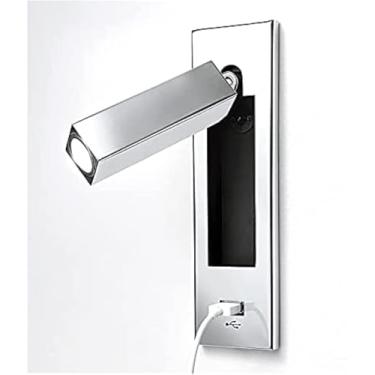 Imagem de Luzes De Parede Dai 5v Usb Lâmpadas De Parede Lâmpadas Para Quarto Cama Iluminação De Leitura Ressessed Alumínio Wandlamp Sarcas Luminárias Luzes De Livro Modernas, Chrome, 3000k