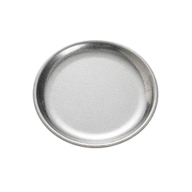 Imagem de Prato de churrasco redondo de aço inoxidável de cor sólida de personalidade criativa simples - (prata) - médio 17,3 cm