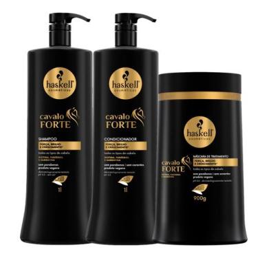 Imagem de Kit Haskell Cavalo Forte Shampoo E Condicionador 1 Litro + Máscara 900