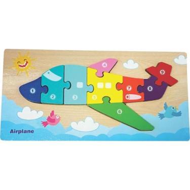 Imagem de QUEBRA-CABEÇA Madeira Avião 1 Base com 9 Peças em MDF 3D - Toy MIX