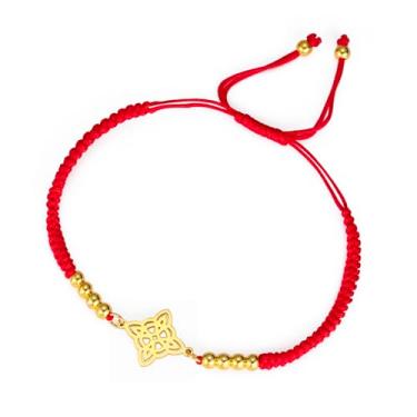 Imagem de UNIFT Pulseira de nó de bruxa para mulheres e homens, aço inoxidável, mágica, bruxaria, nó de bruxa, com uma miçanga, trama colorida, joia Wiccan ajustável (ouro R 2)