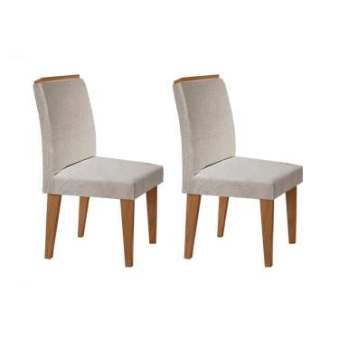 Imagem de Kit 2 Cadeiras de Cozinha Lunara 2 Un Imbuia/Suede Creme - Rufato