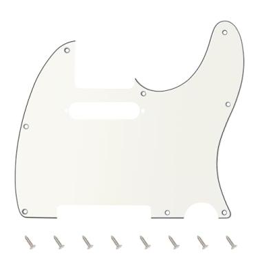 Imagem de Banworks 3 Ply Tele Pickguard 8 furos para guitarra elétrica Pickguard placa para USA/Mexican Fender Modern Style Standard Tele Telecaster JT/HB-03 Vintage Branco