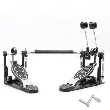 Imagem de Pedal de bumbo duplo, pedal de baixo duplo com cabeça de batedor ajustável, pedal de acionamento de corrente dupla com chave de bateria para bateria e bateria eletrônica
