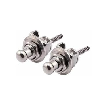 Imagem de Strap Lock Trava Correia 3 Cores Preto Prata Dourado para Guitarra, Baixo e Violão (Prata)