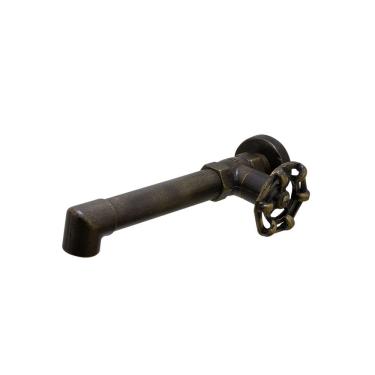 Imagem de Torneira Pia Lavatório Banheiro Parede Industrial Rustico Dourado Ouro Velho Base Metal Luxo