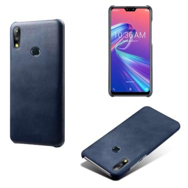 Imagem de Capa para Asus Zenfone Max PRO(M2) ZB631KL,Proteção contra quedas,Casca de volta de cor sólida simples,Design de couro de imitação de plástico-Blue