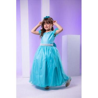 Imagem de Vestido Infantil Longo Festa Luxo Verde Tiffany Amanda - Fabuloso Atel