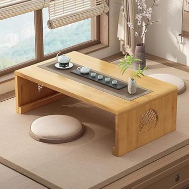Imagem de Mesa Dobrável Japonesa Mesa De Chão Japonesa Mesa Baixa De Madeira Maciça Para Sentar No Chão Mesa Dobrável Retangular Mesa De Jantar Chabudai, Wood Color, 70 * 40 * 31cm