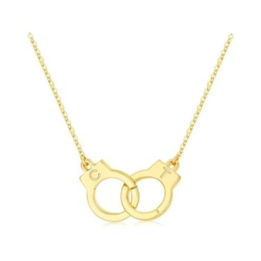 Imagem de M MOOHAM Colar feminino com duas iniciais algemas, banhado a ouro 14K, duas letras, amizade, melhor amigo, joias personalizadas, presentes de aniversário para mulheres, melhores amigas, casais, Latão