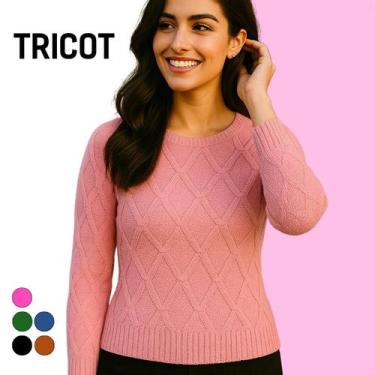 Imagem de Blusa Suéter Elegante Feminina Tricot Manga Longa Casual - Vitrine Col