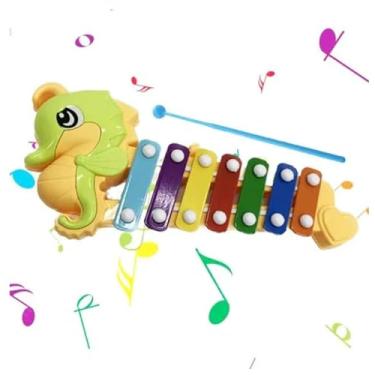 Imagem de Xilofone Marinho Musical Brinquedo Educativo Com Baqueta Infantil (Menina)