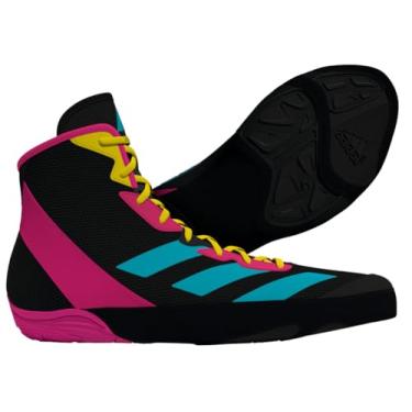 Imagem de adidas Tênis masculino de luta livre Adizero, Preto/Ciano/Rosa, 36
