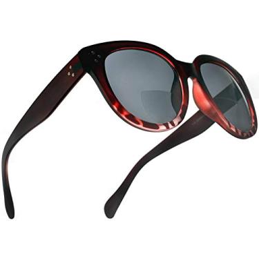 Imagem de SAMBA SHADES Óculos de sol bifocais femininos grandes leitura redonda óculos de sol preto fosco vinho 3.00 potência para mulheres