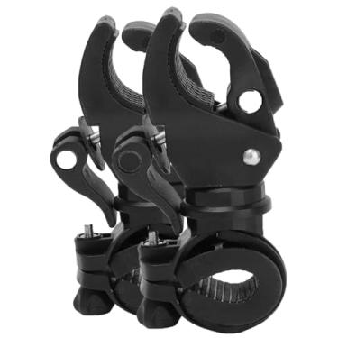 Imagem de 2 peças de suporte de lanterna para guidão de bicicleta/carrinho, suporte de lanterna de bicicleta de plástico de rotação de 360º, suporte de tocha frontal de bicicleta