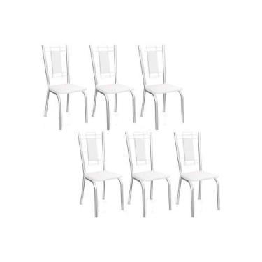 Imagem de Cadeira Sala de Jantar Florença 2C005 Aço Kit 6 Uni Cromada/Branco 106
