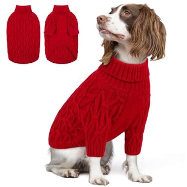 Imagem de Queenmore Suéteres para cães grandes, meninas, meninos, suéter quente para cães extragrande, suéteres de Natal para cães, roupas grossas clássicas de gola rolê para animais de estimação extragrande