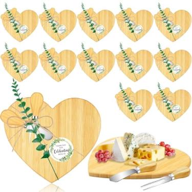 Imagem de Gosodeny Conjunto de 12 conjuntos de prêmios de chá de bebê para vencedores em massa tábua de queijo quadrada de madeira conjunto de presente facas de queijo, conjunto de mini tábua de corte