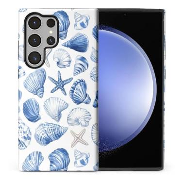 Imagem de CARLOCA Compatível com Samsung Galaxy S24 Ultra Full Body Matte Case para meninas meninos capa dura à prova de choque para Samsung Galaxy S24 Ultra Fashion padrão azul oceano concha estrela praia