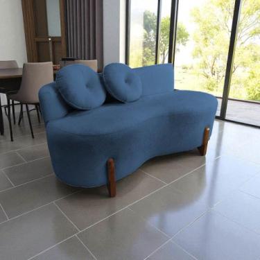 Imagem de Namoradeira Sofá Feijão Lounge Orgânica Bouclé Azul Marinho - Mazzero 