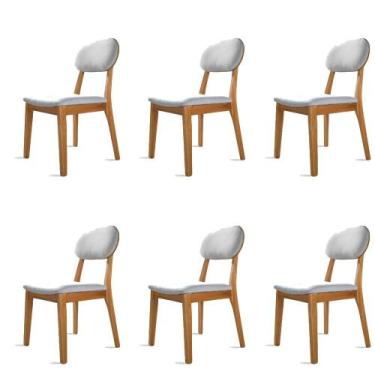 Imagem de Kit 6 Cadeiras Dalia Madeira Maciça Tauari e Linho Prata - Móveis Mund