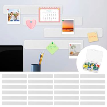 Imagem de Quadro de avisos grande de cortiça 24 peças para parede, 12,9 × 1,23 cm, painéis acústicos espessos, placa decorativa para escritório, casa, escola, bege (branco)