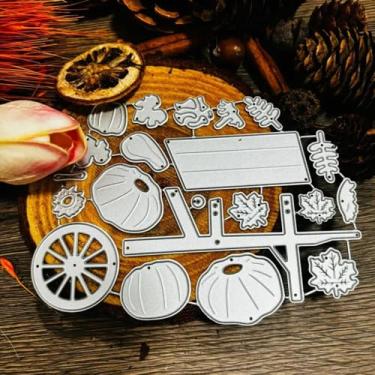 Imagem de Moldura de carrinho de Halloween Pumkins de metal, matrizes de corte, cartões de papel, estênceis para fazer cartões em relevo, faça você mesmo, etiquetas de livros, matrizes de papel decorativas