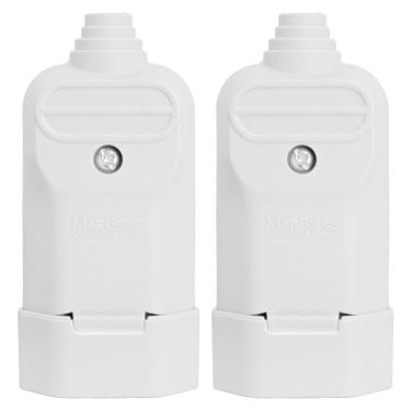 Imagem de 2 Tomada Plug Fêmea Prensa Cabo 2 Pinos Finos 10A Cinza