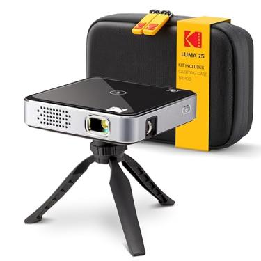 Imagem de Kodak Kit padrão de mini projetor de bolso Luma 75 Ultra – Bateria recarregável e alto-falante embutidos, HDMI/USB/microSD, alto-falante embutido, inclui tripé e estojo de viagem